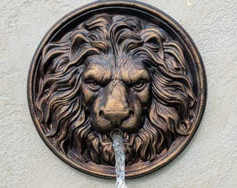 Lion Head 13'' water spout for pool Wall fountain emitter Water spitter Outdoor fountain bronze