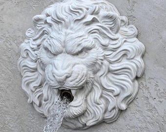 Cabeza de león, surtidor de agua de 28 cm para piscina, emisor de fuente de pared, piedra escupidora de agua