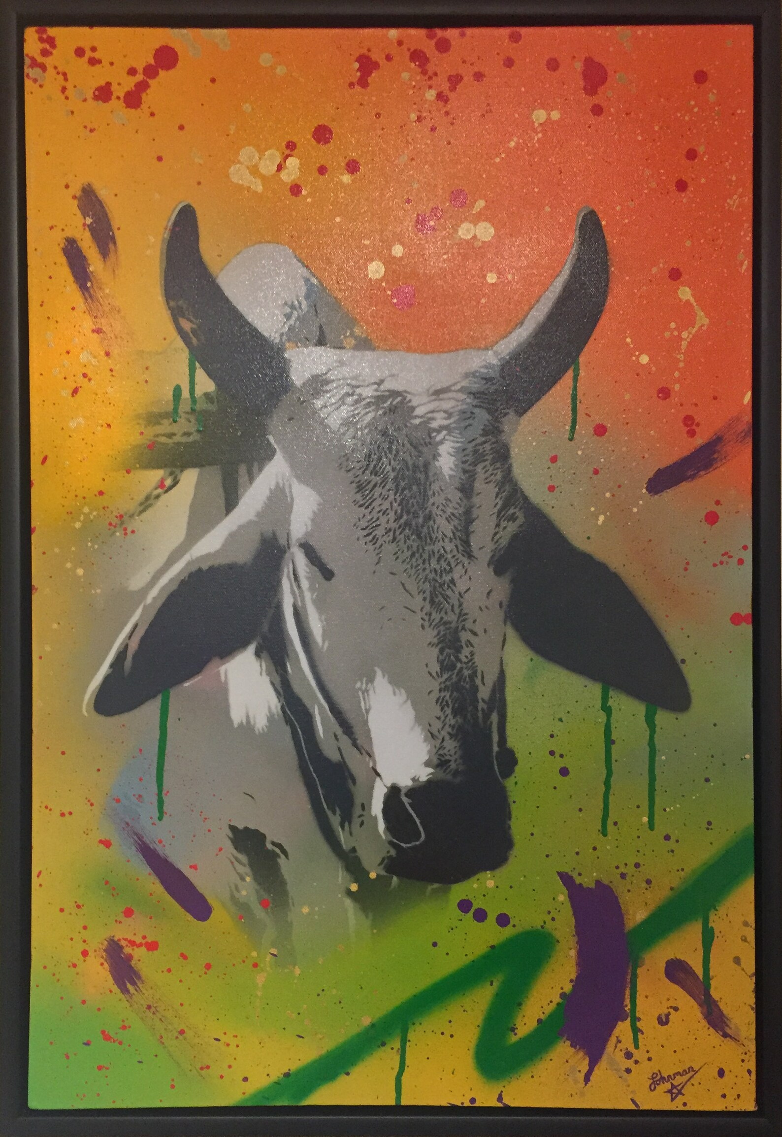 Sacred Zebu Cow Graffiti Pop Art Street Art Painting on Deep Etsy