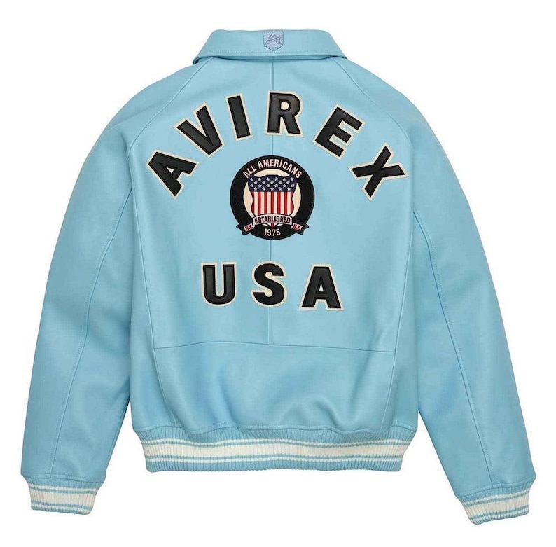 Avirex USA Edition Leather Bomber Jacket, Genuine Cowsoft Leather With Varsity Style Fashion bild 1