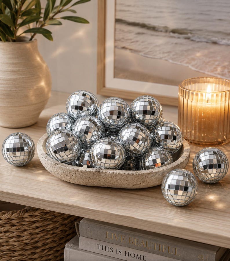 mini mirror balls table decor