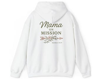 Sudadera con capucha "Mamá en misión": mezcla gruesa y acogedora unisex para fe e inspiración