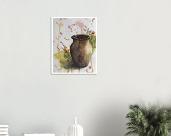 Roto y derramado – Lámina de arte cristiano para pared / Obra de arte de fe en acuarela / Pintura sobre vasija de cerámica