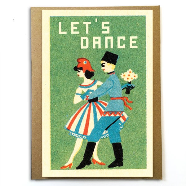 Let's Dance Card; David Bowie; Cute Vintage Everyday Card; Vintage Matchbox; Russian Couple Dancing; Bowie Fans; Music Lover; 80's Music