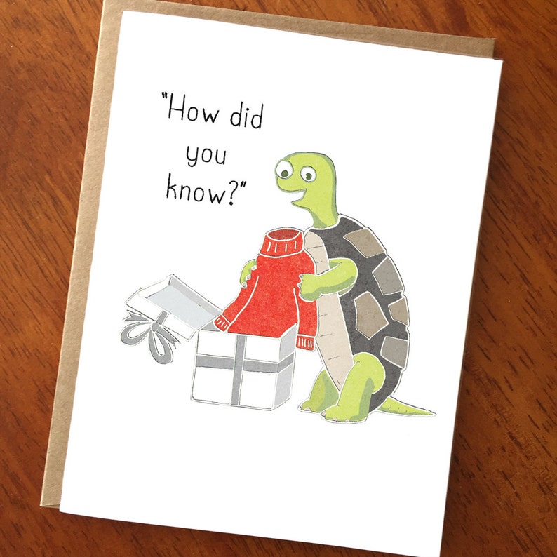 How Did You Know Funny Thank You Card Cute Thank You Funny Card Grateful Turtle image 3