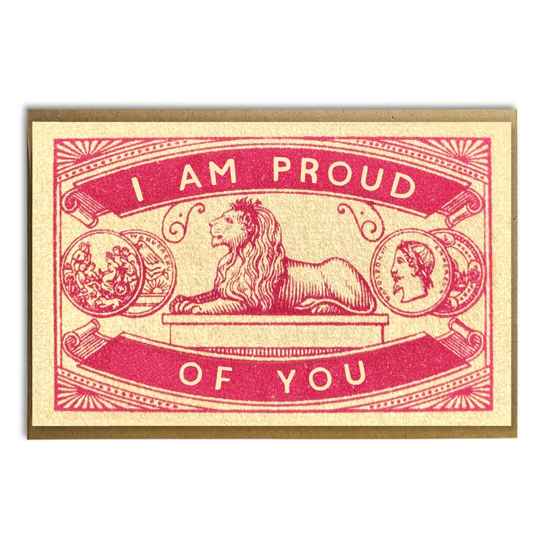 I Am Proud of You Card: Vintage Lion Congratulations - Etsy