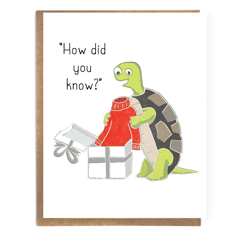 How Did You Know Funny Thank You Card Cute Thank You Funny Card Grateful Turtle image 2