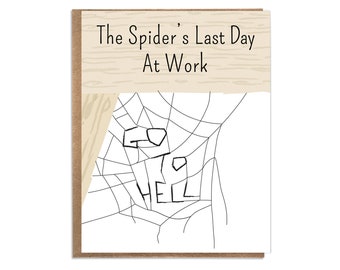 Spider's Last Day at Work; Funny Goodbye Card; Cute Goodbye Co-Worker Card; Goodbye Friend Card; Farewell New Job Card