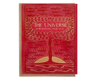 The Universe is Rooting For You; Encouragement Card; Support Card; Love, Friendship; Get Well; Vintage Art Nouveau; Vintage Book Cover