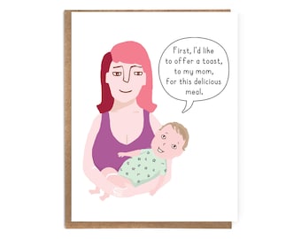 Funny New Mom Card: Breastfeeding Humor Baby Shower Card