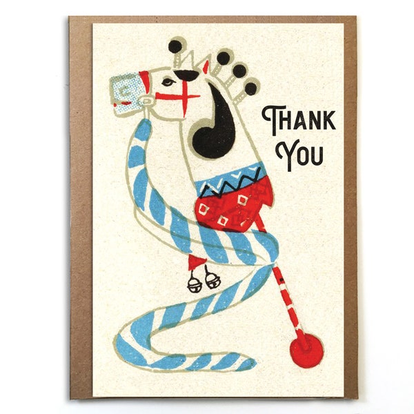 Hobby Horse Thank You; Vintage Style Thank You Card; Original and Beautiful Thank You Card; Vintage Matchbox Cover; Unique Thank You Card