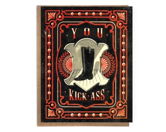 You Kick Ass; Vintage Boot Advertising Image; Congratulations; Funny Graduation Card; Funny Congrats; New Job; Proud of You Card