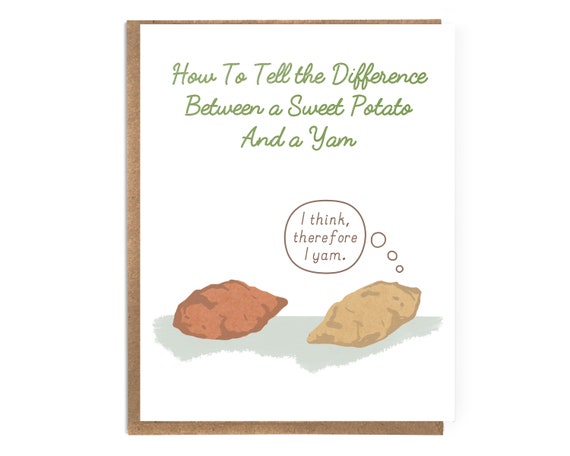 I Think Therefore I Yam Funny Philosophy Card Descartes I - Etsy