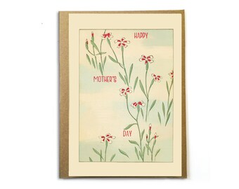 Sweet and Simple Mother's Day Card; Vintage Japanese Print; Sweet Mother's Day; Original Mother's Day; Floral; Fintage Flowers; Roses