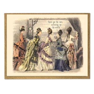 Funny Feminist Vintage Card: 'There Go The Men, Screwing Up the World'