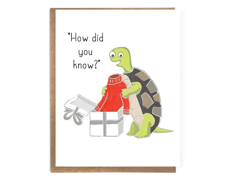 How Did You Know Funny Thank You Card Cute Thank You Funny Card Grateful Turtle image 1