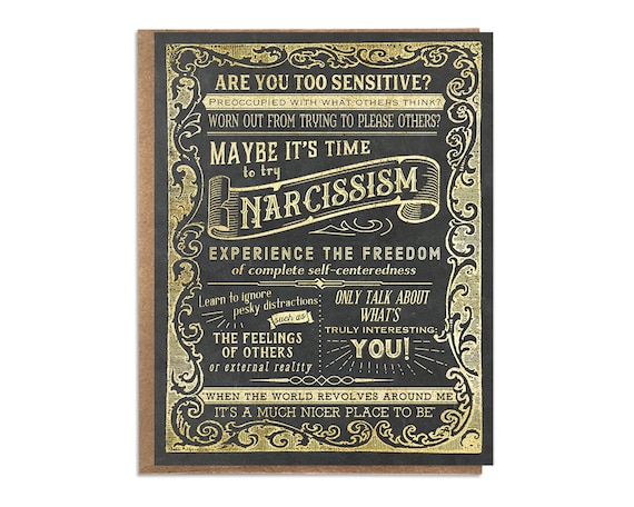 Funny Narcissism Card; Sarcastic Psychology and Therapy Humor
