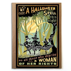 Feminist Halloween Card: Vintage Witch Illustration