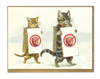 No Trump Cats; Victorian Cats Protesting; Anti-trump card; Unique Protest Art; Unique Anti-Trump; Funny Anti-Trump; Biden 2024