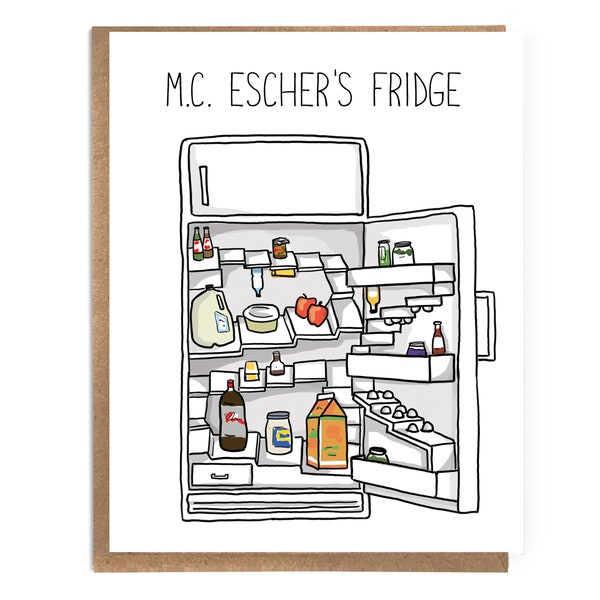 MC Escher's Fridge; Funny Card for Artists; Art; Art Lovers; Optical Illusions; Comic Art Card; Art Humor; Art History; Art Historian; MFA