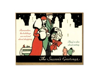 Funny Vintage Holiday Card for Foodies; Meaning of Christmas; Cute Christmas; Holiday Humor; Cynical Christmas