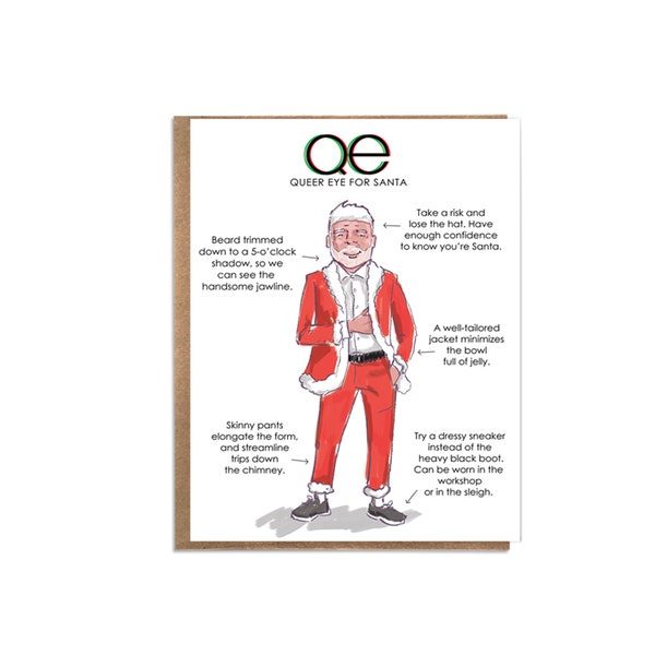 Queer Eye for Santa; Funny Christmas Card; Holiday Humor; Queer Eye Spoof; Queer Eye Satire; Holiday Fashion