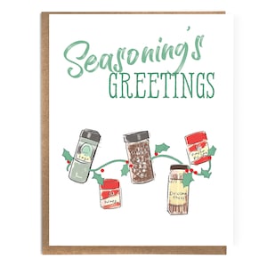 Seasoning&#39;s Greetings; Funny Christmas Card; Funny Holiday Card; Holiday Card for Cooks; Foodie Christmas; Christmas for Foodies; Chef