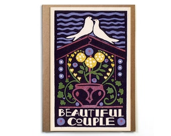 Beautiful Couple; Unique Wedding Engagement Card; Vintage Graphics; Stylish Wedding Card; Vintage Wedding; Original Wedding Card