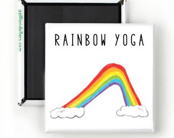 Rainbow Yoga; Funny Magnet; Yoga Humor; Fitness Humor; Yoga Teacher; Downward Facing Dog; Comic Art; Yogi Humor; Yoga Fan