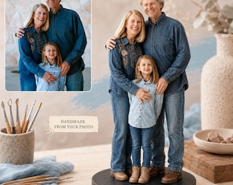 Custom Couple Figurine From Photo, Personalized Family Portrait Doll, Handmade Anniversary Gift for Parents Grandparents Wedding Keepsake