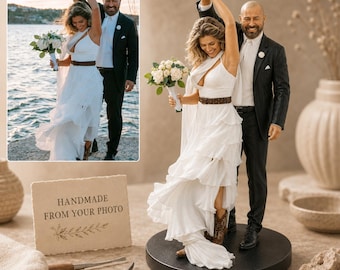 Figura de pareja personalizada hecha a mano a partir de una foto, escultura romántica 3D personalizada, regalo de aniversario de bodas, recuerdo para damas de honor y padrinos de boda.