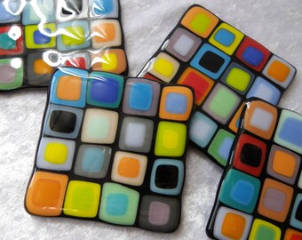 Retro Glass Coasters (Set of 4)