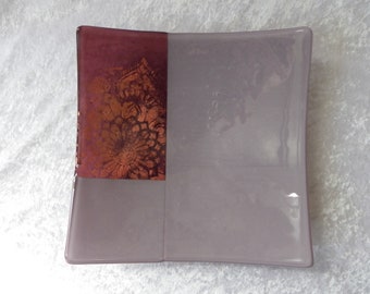 Purple Mica Stencil Glass Plate