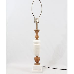 Rewired Neoclassical Carved Italian Marble Urn & Wood Vintage Table Lamp Alabaster