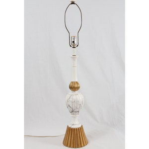 Tyndale Brass Plated Asian Canister Table Lamp Vintage Chinoiserie Wood Base
