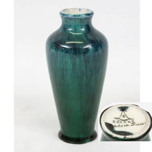 Sevres Style France 4.5" Miniature Blue Green Flambe Vase Paul Milet Glaze