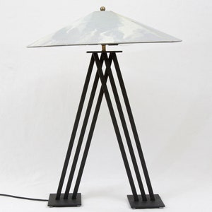Black Metal Postmodern 80&#39;s Table Lamp Sculptural Alsy Sonneman Memphis Style