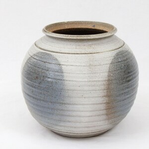 Signed Vintage 11" Large Jar Pot Mid Century Modern Studio Pottery Blue Dot California