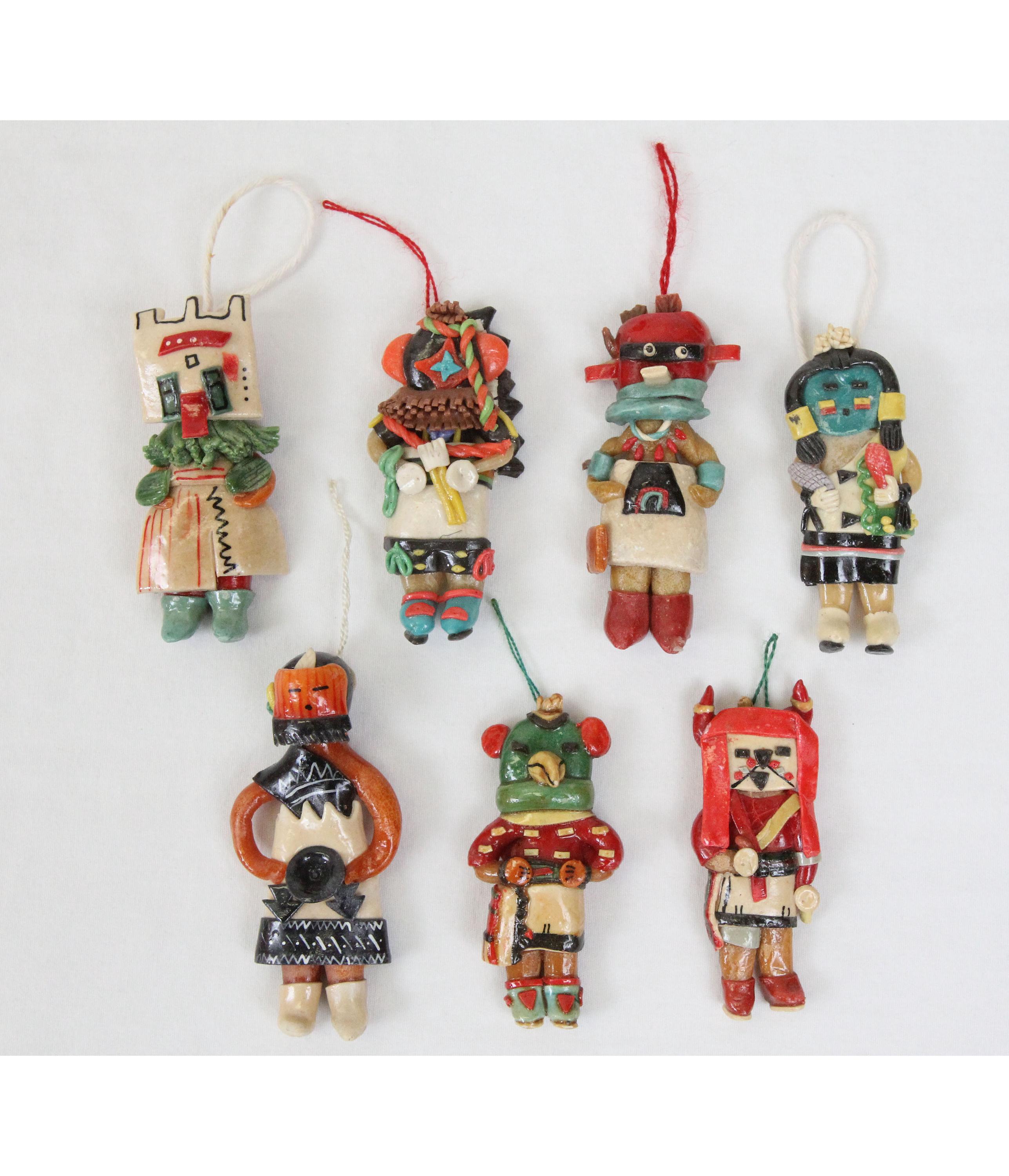 Vintage Lot (7) Kachina Doll Ornaments 3-3.5