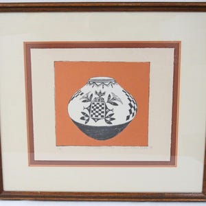 Lynn Elton Baker Signed Lithograph Print 7/40 San Ildefonso Pot 1978 Vintage