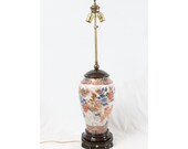 Imari Porcelain Hand Painted Vase Vintage Table Lamp Blue Red Gold Foo Dogs