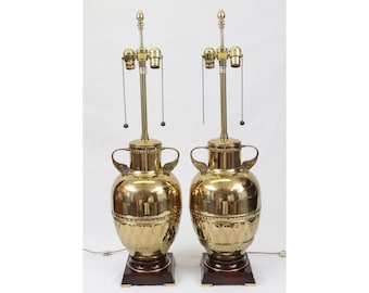 Vintage Hammered Brass Ginger Jar Lamps, Hollywood Regency PAIR - Etsy