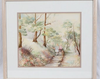 Hansel & Gretel 13x15 Original Watercolor Painting Children’s Fairy Tale Illustration Forest Landscape