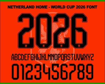 Fuente de fútbol inspirada en los Países Bajos SVG PNG / Diseño de alfabeto de camiseta deportiva