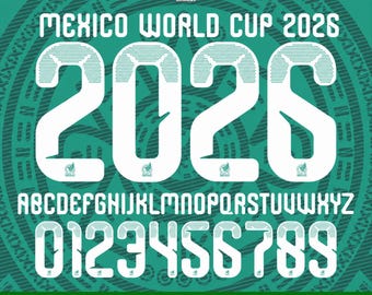 Fuente de la camiseta de México para el Mundial 2026: Alfabeto deportivo, números (descarga digital)