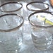 12 Silver Rimmed Retro Drinking glasses twelve in all sets of 4 see pics wine sherbert cordial whiskey check it out custom orders available