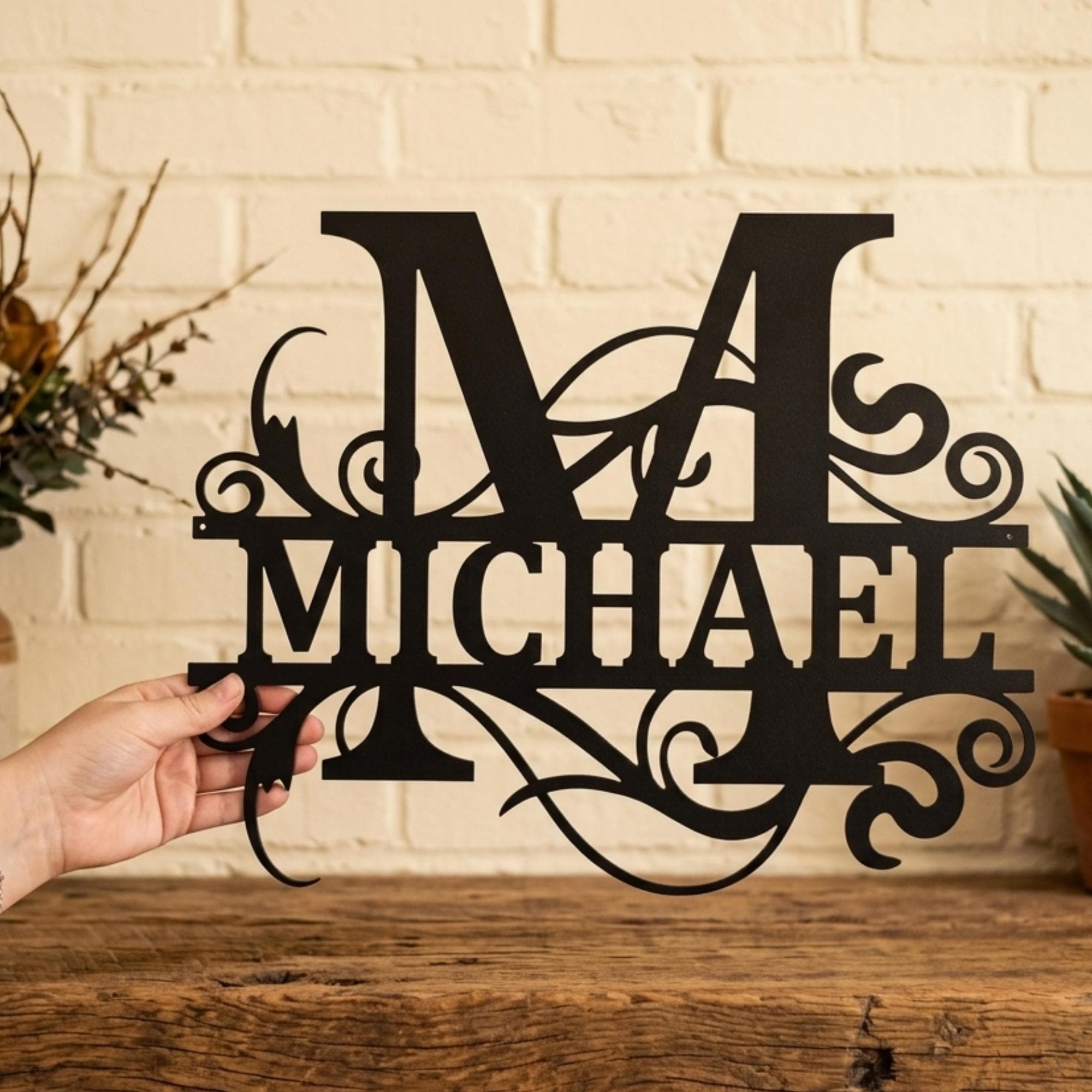 Custom Laser Cut Metal Name Sign, Custom Metal Monogram Sign ...