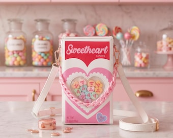 Borsa a tracolla Sweetheart Candy da donna / Borsa a forma di cuore / Borsa a tracolla in pelle / Regalo per la festa della mamma / Bomboniere per la sposa / Pochette Kawaii Candy