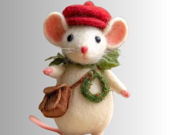 Wool Felt Christmas Mouse Ornament