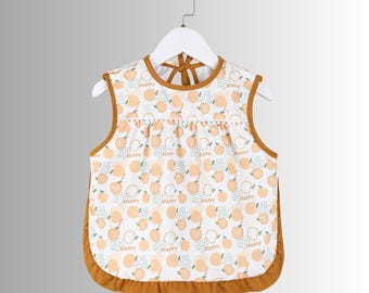 Peach Print Baby Feeding Smock Bib